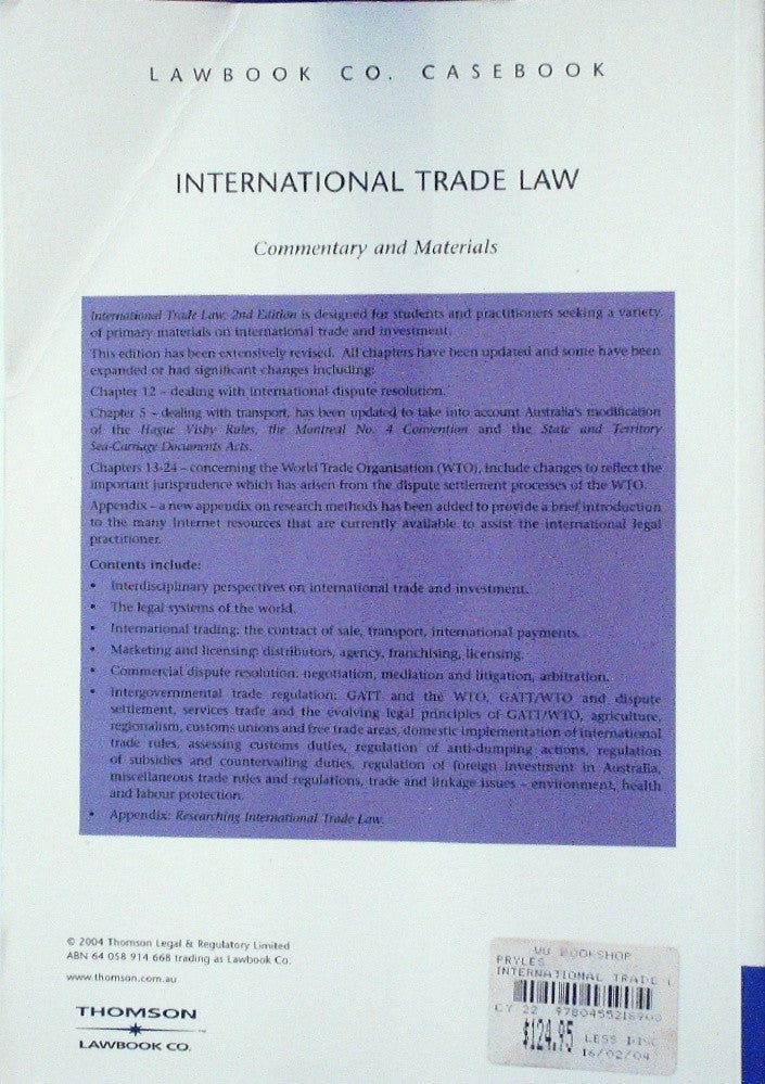 International Trade Law: Commentary and Materials