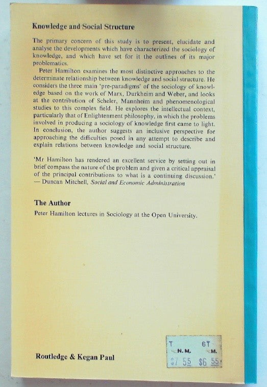 Knowledge and Social Structure An Introduction to the Classical Argument in the 