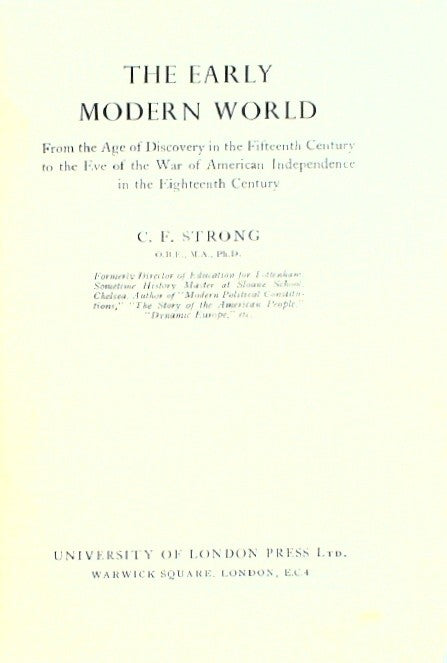 THE EARLY MODERN WORLD From the Age of Discovery in the Fifteenth Century to the