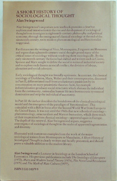 A Short History of Sociological Thought