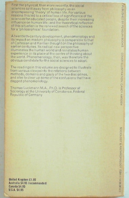 Phenomenology and Sociology: Selected Readings