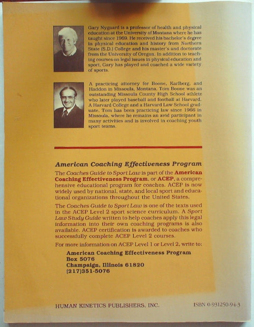 American Coaching Effectiveness Program: Coaches guide to sport law
